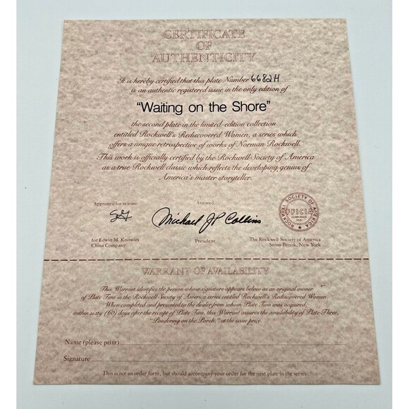 KNOWLES Norman Rockwell Women 1981 Waiting On The Shore 8.5" Plate w/ Box & COA - Picture 4 of 11